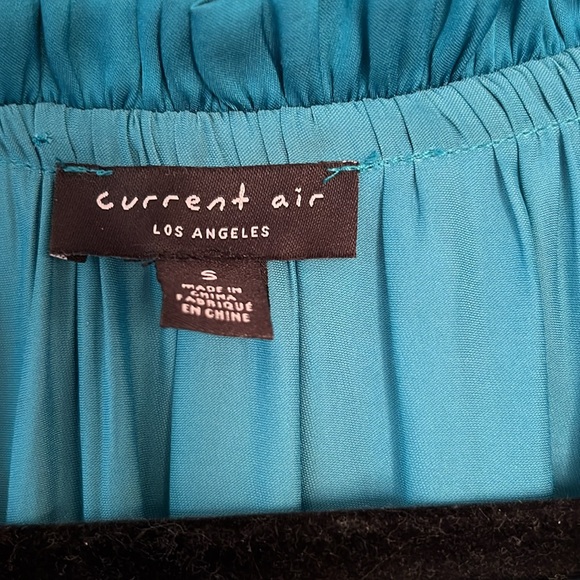 Current Air Anthropologie Satin Ruffle Pleated Cinch Waist Blouse Long Sleeve - Picture 2 of 7